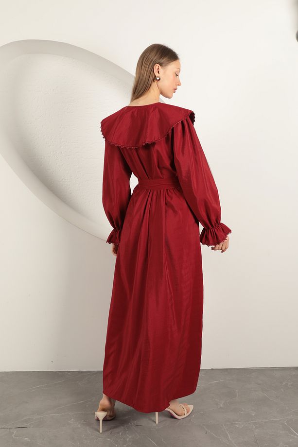 Modal Kumaş Dantelli Elbise - 8