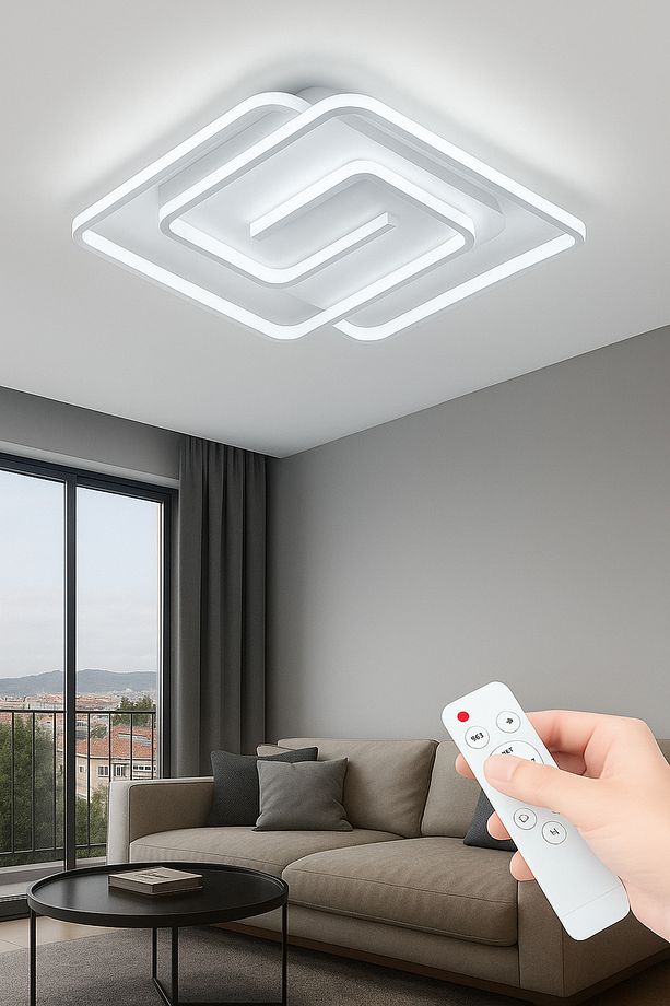 Labirent Model Tavan Led Avize,3 Renkli Led Avize,kumandalı Avize,kare Siyah Avize,plafonyer Avize - 1