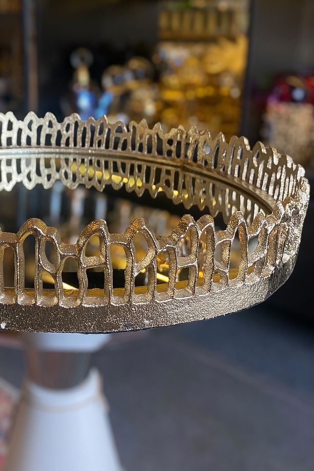 Peacock Gold Döküm Dekoratif Aynalı Tepsi 45 Cm - 5