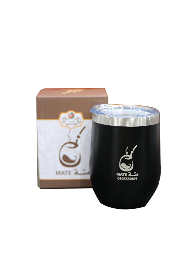 كوب ستيل ميت بغطاء أسود، سعة 350 مل