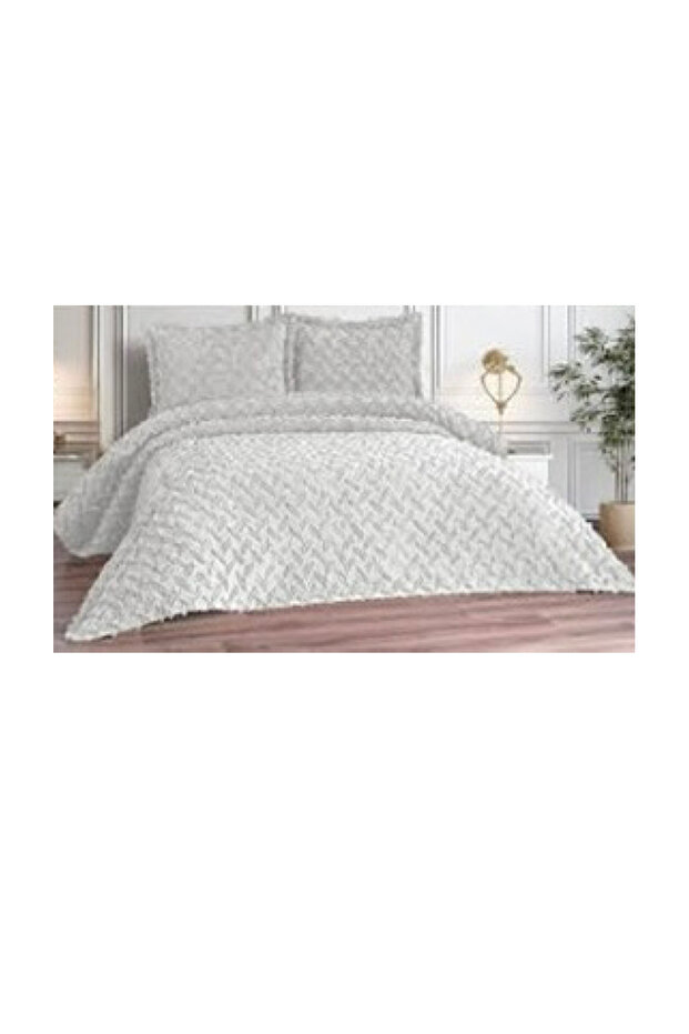 Pompom Bedspread Set Stone - 2