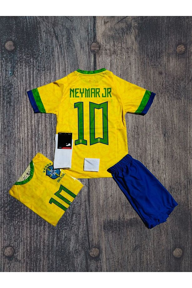 Brezilya 24/25 Yeni Sezon Neymar- Jr Çocuk Forması Şort Çorap 4'lü- Seti - 1