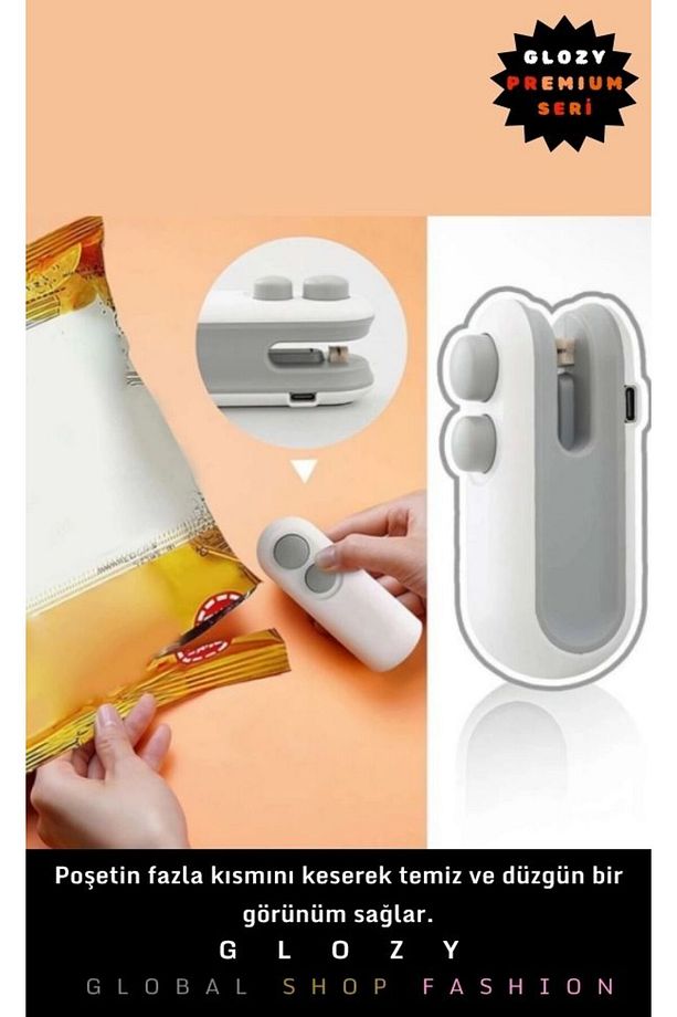 Özel Üretim Taşınabilir USB Şarjlı Gıda Poşet Kesme 400mAh Elektriksiz Mini Poşet Kapatıcı - 4