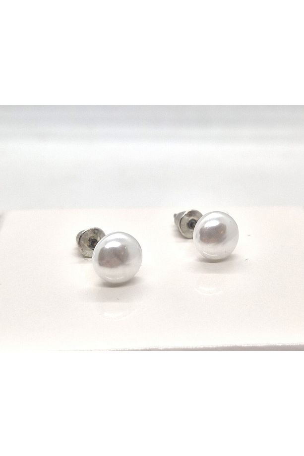 Büyük Boy Yassı ( Ekonomik 3 ÇİFT ) İnci Küpe ( 8 mm-10 mm- 12 mm) - 5