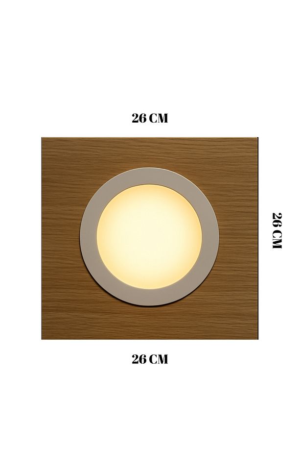 Ahşap MDF Led Tavan Armatürü, Tavan Led Aydınlatma Tak Çalıştır, Tek Vida Montaj 26x26cm Çap - 2