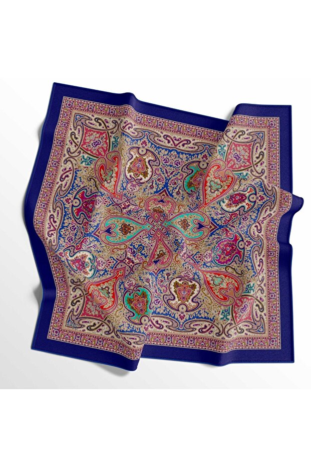 Soft Cotton Scarf - 05402-0109 90 X 90 Light Navy Blue - 01