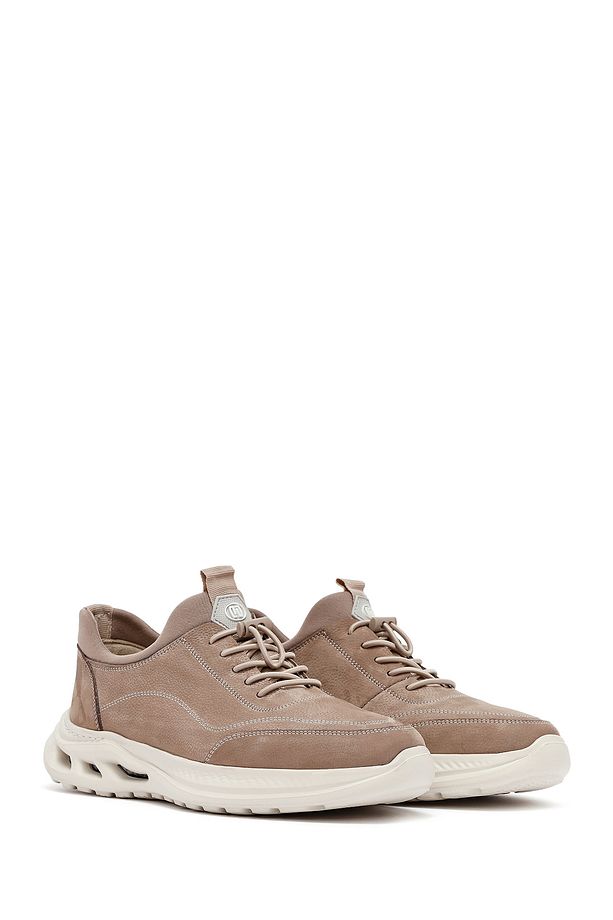 Erkek Vizon Bağcıklı Nubuk Deri Sneaker 25SFD6760V3 - 3