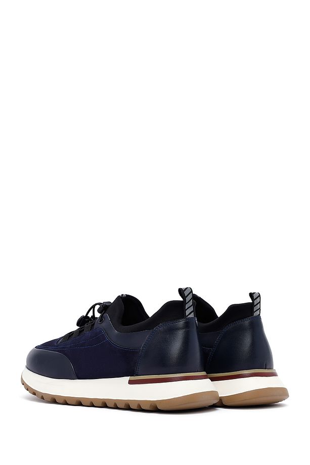 Erkek Lacivert Bağcıklı Deri Sneaker 25SFD641114 - 5