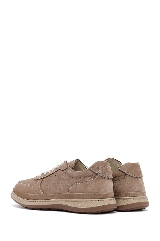 Erkek Vizon Bağcıklı Nubuk Deri Sneaker 25SFD6761V3 - 5