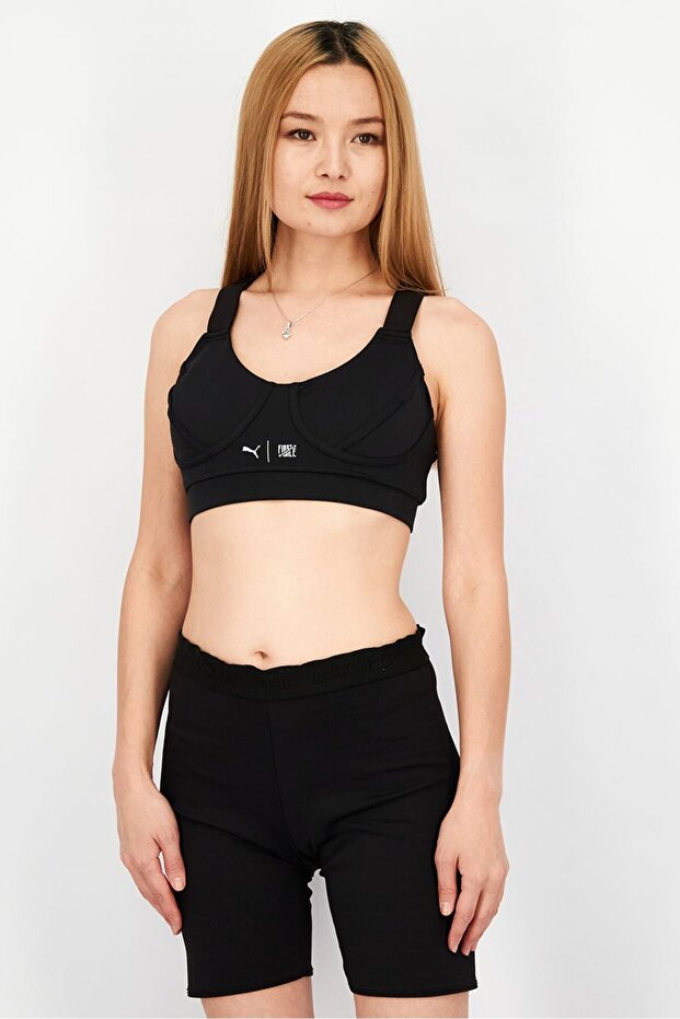 Women Sportswear Fit Graphic Print Padded Training Bra, Black