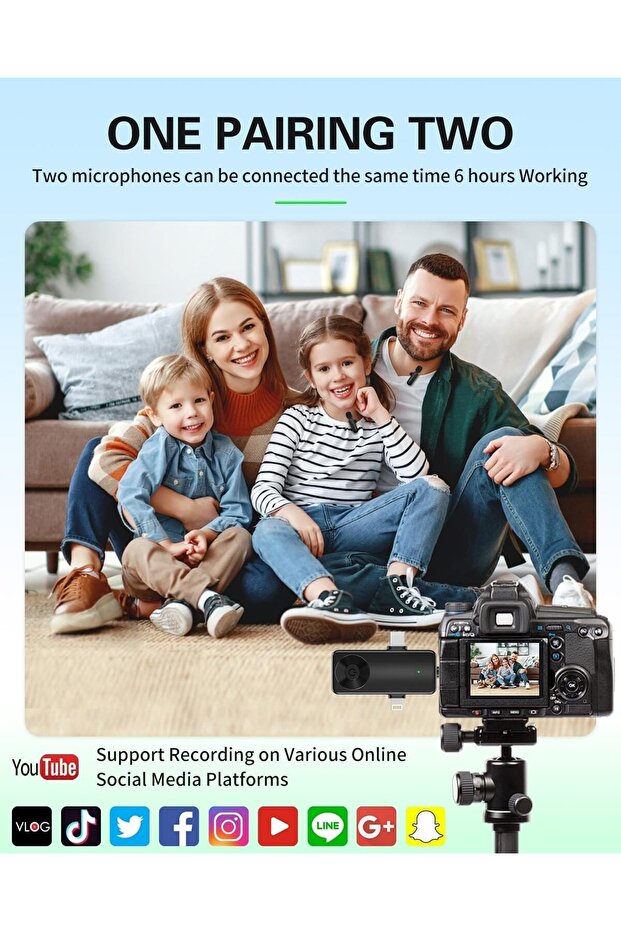 Gicorino Mini Microphone for iPhone Android Camera iPad USB-C, 4 in 1 Professional Wireless Lavalier - 3