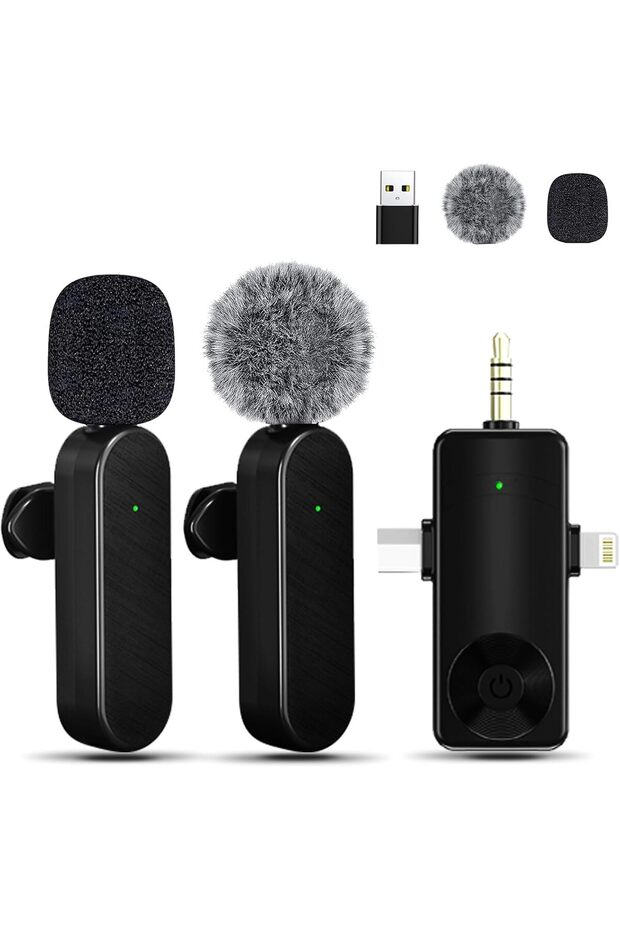 Gicorino Mini Microphone for iPhone Android Camera iPad USB-C, 4 in 1 Professional Wireless Lavalier - 1