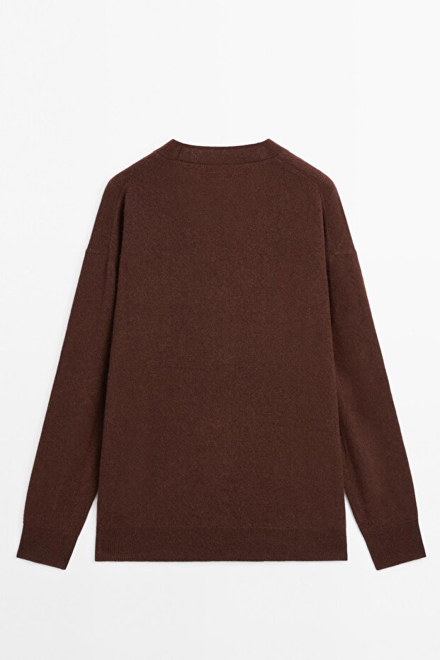 %100 kaşmir V yaka oversize hırka - 8
