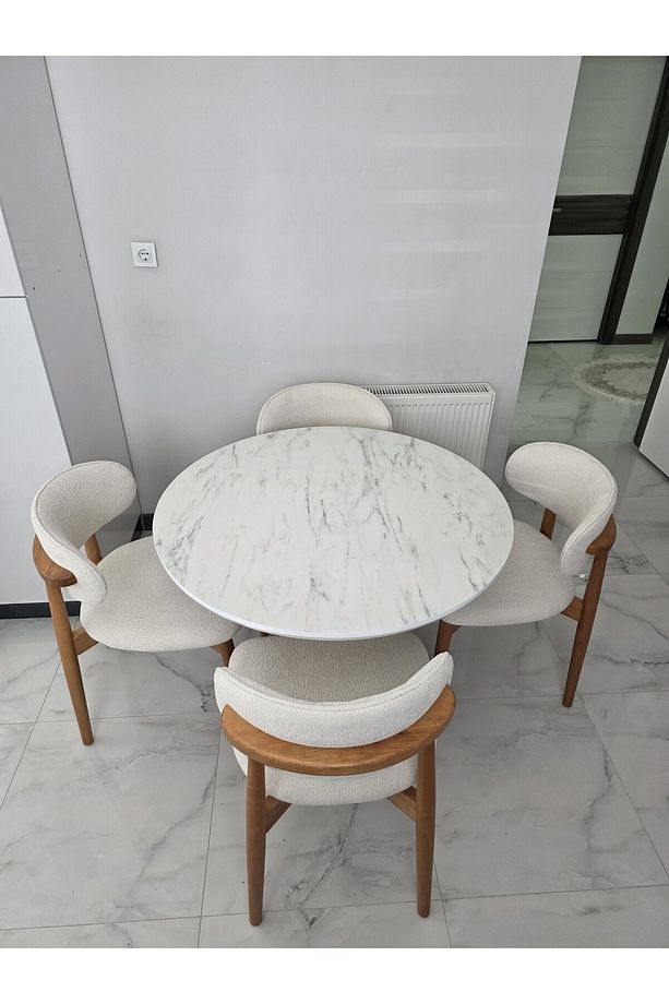 Bohem 100cm Yemek Masası 4adet Ahşap Polo sandalye - 2
