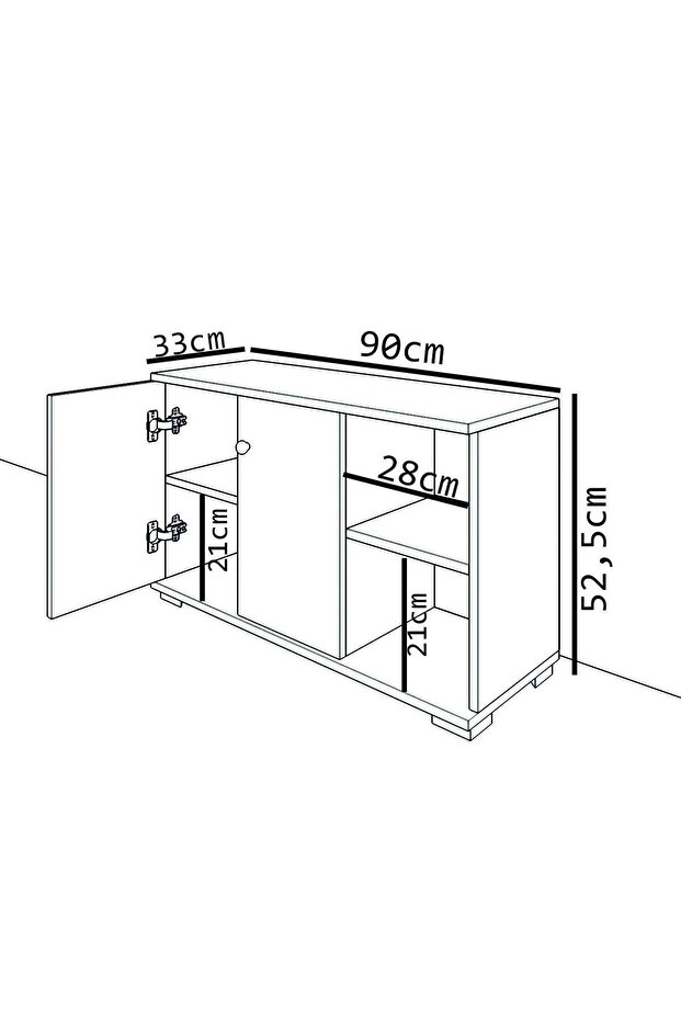 Süper Basic Ayakkabılık 2 Kapaklı Açık Raflı Portatif Dolap Çok Amaçlı Raf Antrasit - 4