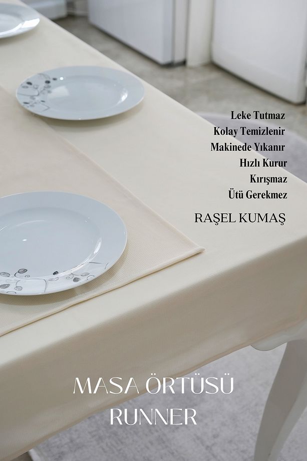Smooth Set Masa Örtüsü ve Runner Seti Sofra Bezi Çeyiz Seti (Masa örtüsü ve Runner) - 4