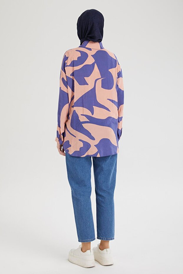 Gömlek Yaka Düğmeli Basic Tunik-MOR 25YT487 - 2