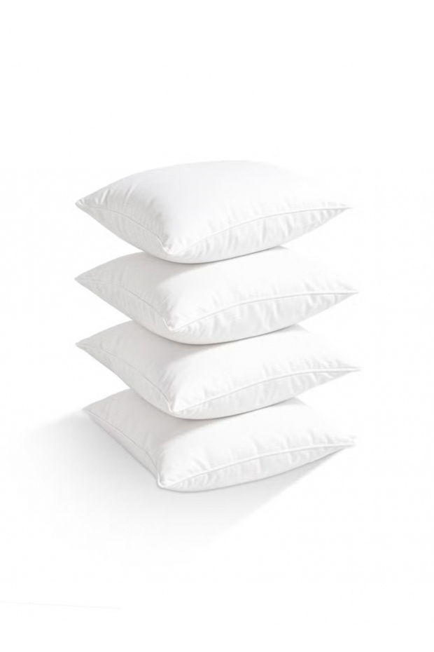 4 Piece White Mellow Cushion Set - 100% Cotton Cover, Microfiber 450 Infill, 50x50 cm