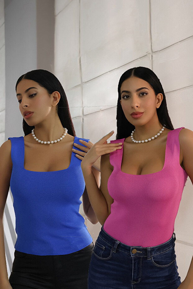 قميص داخلي صيفي أساسي ذو رقبة على شكل حرف U وأشرطة سميكة - 1