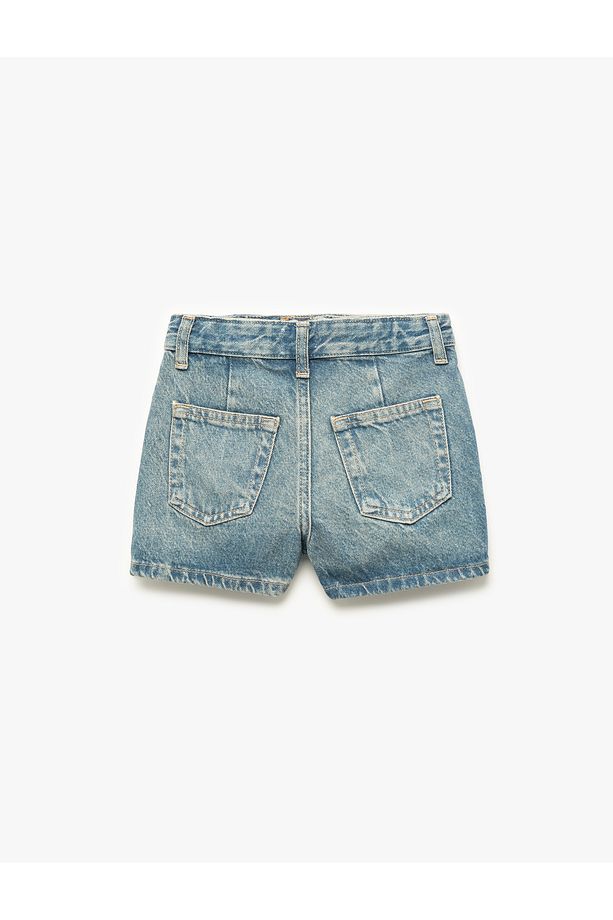 Cep Detaylı Pamuklu Denim Şort Etek - 2