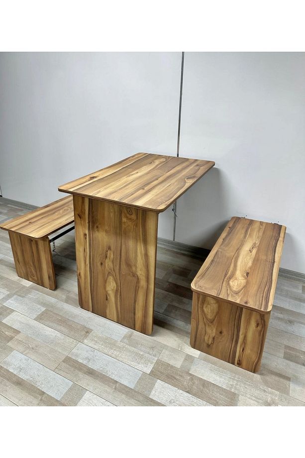 Duvara Monte MDF TABLA URARTU Katlanabilir Dekoratif 2 Tabureli Pratik Yemek Mutfak Balkon Masası - 6