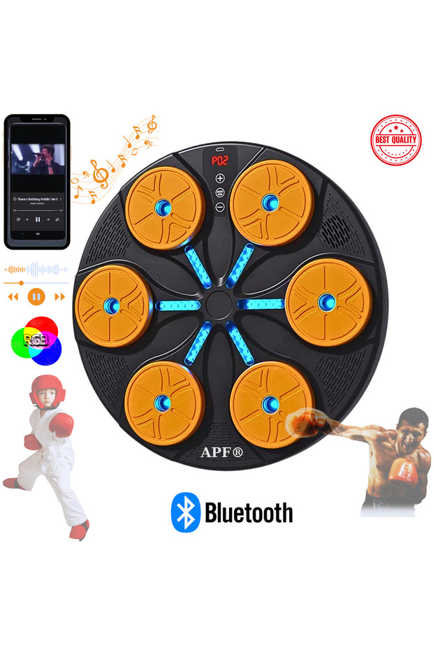 APF® Interactive Boxing Machine with LED Lights, Music and Adjustable Workout Modes - Orange - 1