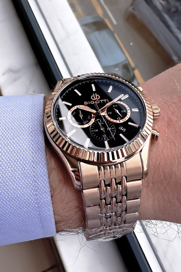 Special Boxed 5 Atm Water Resistant Men's Wristwatch Rose Steel Band Bme2027C1