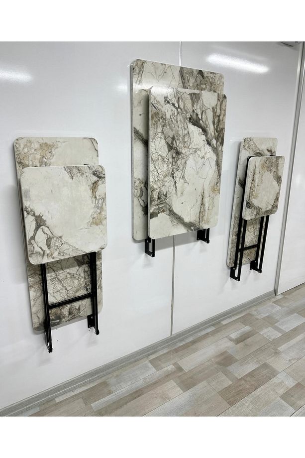 Duvara Monte MDF TABLA Katlanabilir Dekoratif 2 Tabureli Pratik Yemek Mutfak Balkon Masası - 4