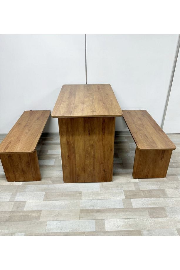 Duvara Monte MDF TABLA Ceviz Katlanabilir Dekoratif 2 Tabureli Pratik Yemek Mutfak Balkon Masası - 5