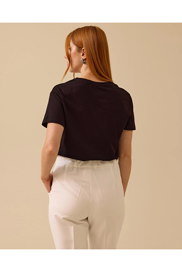 Taş Detaylı Basic Tişört - 3