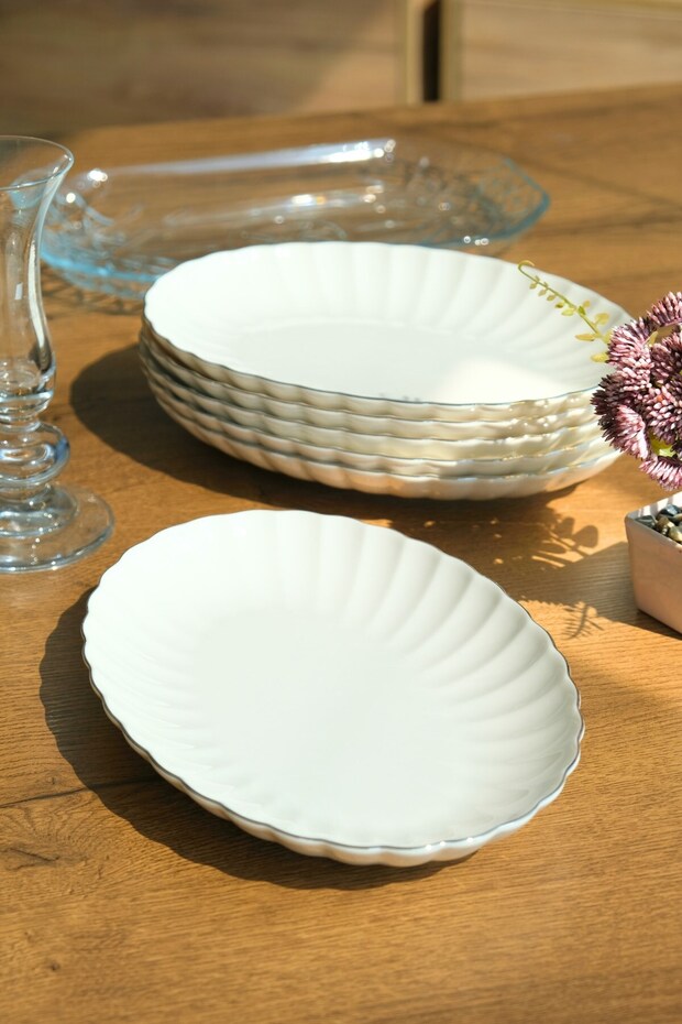 Bone Luz Platinum Mesh Boat Plate 24X17Cm Bnlzf24Ky220 6 Pcs