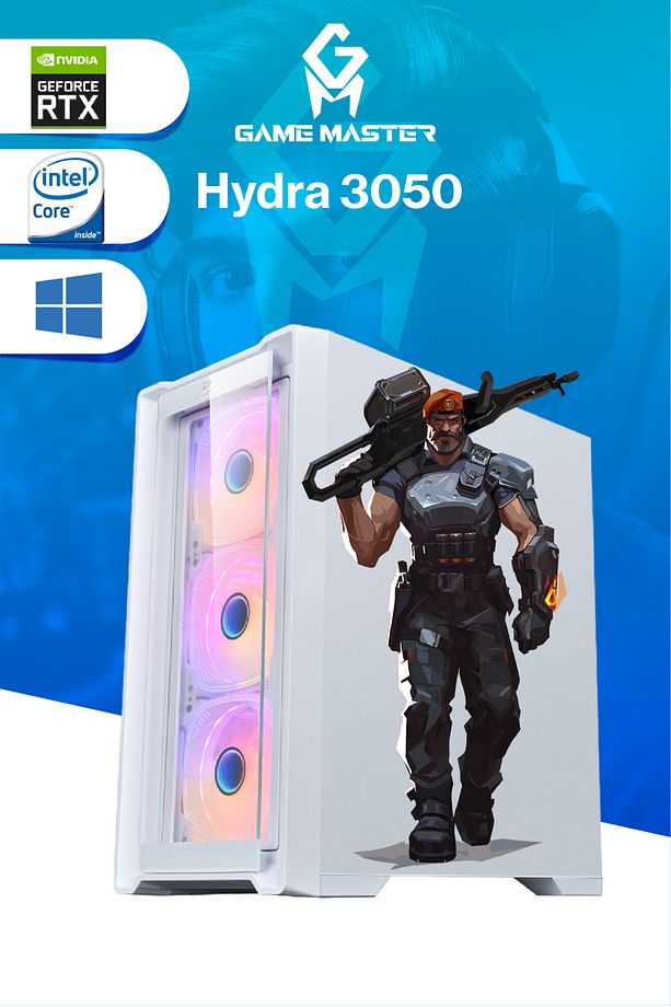 Game Master Hydra 3050 İntel i3-12100F CPU 16GB DDR4 RAM 512GB M.2 SSD RTX3050 Beyaz Gaming Pc - 3