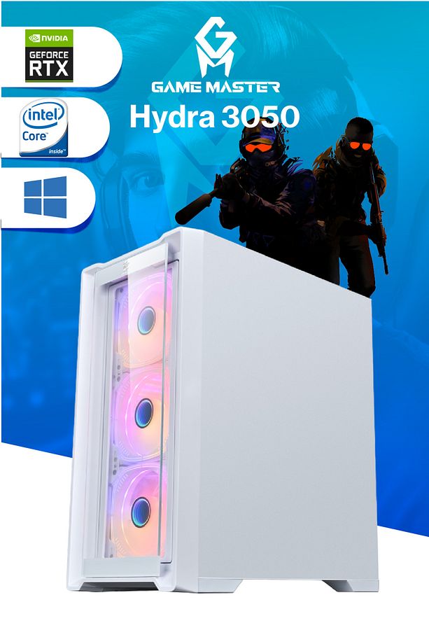 Game Master Hydra 3050 İntel i3-12100F CPU 16GB DDR4 RAM 512GB M.2 SSD RTX3050 Beyaz Gaming Pc - 5