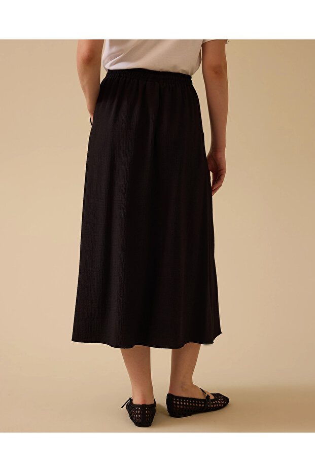 Elastik Bel Midi Etek - 3