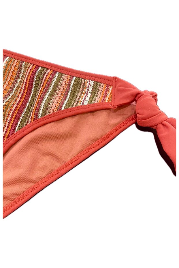 Set de bikini multicolor texturat și dantelat - 4