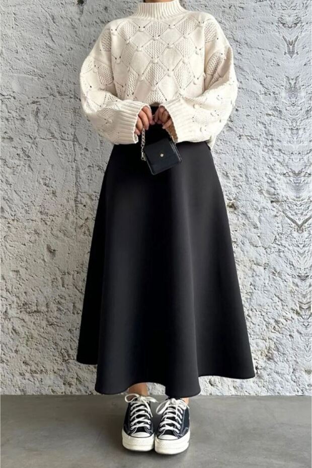 Fustă neagră Puff Scuba - 2