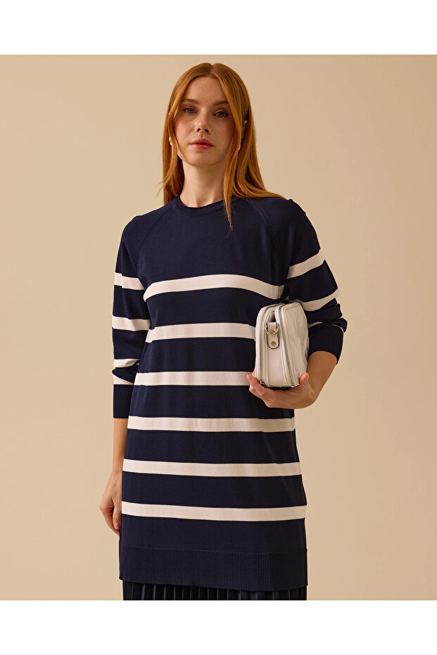 Çizgili Triko Tunik - 2