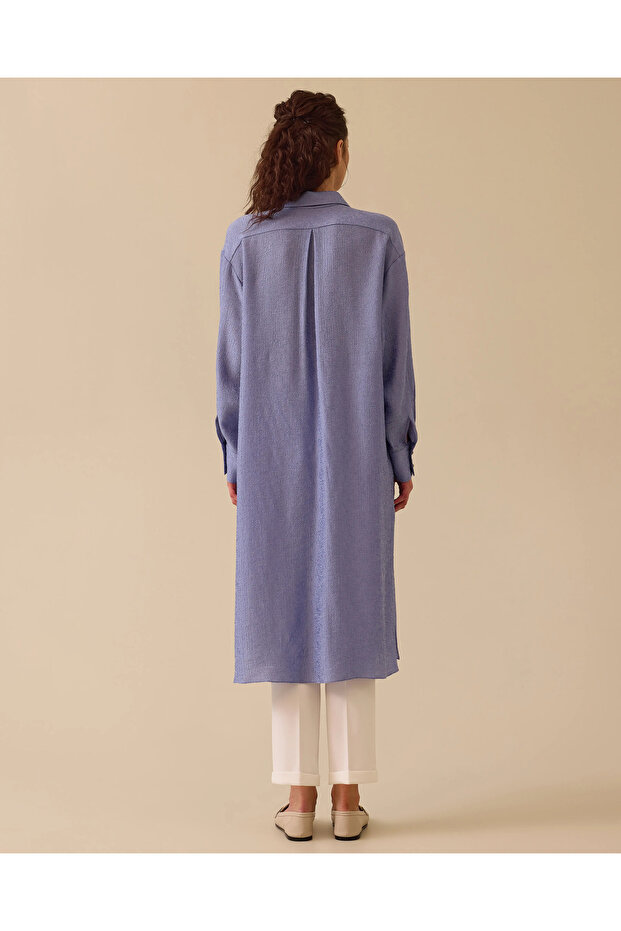 Textured Buttoned Long Tunic - 3