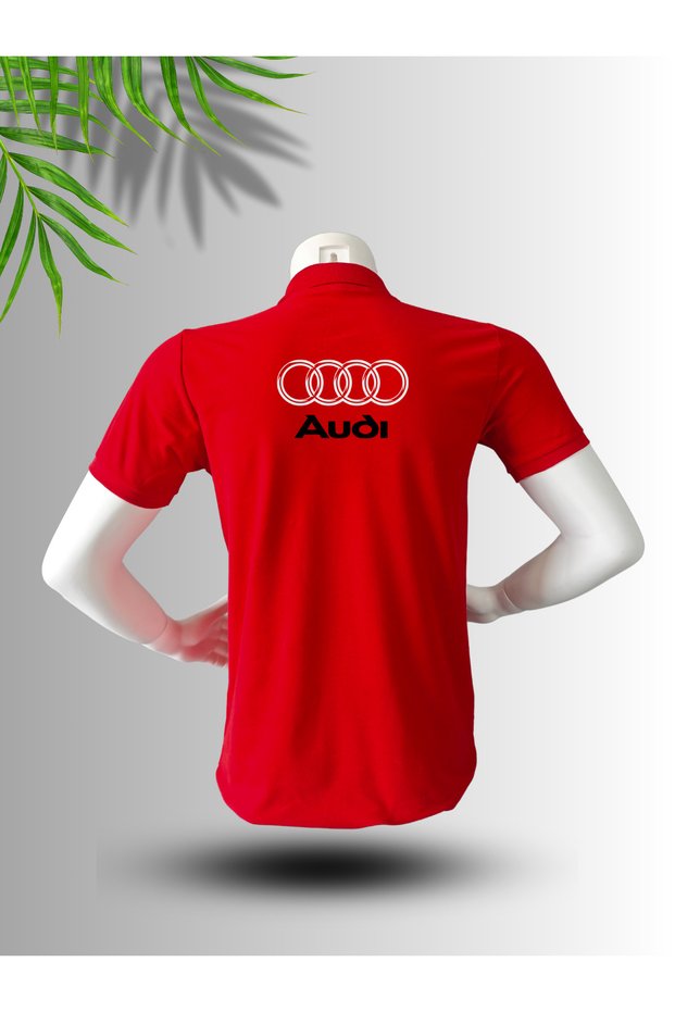 Audi Logo Printed Polo Neck Cotton T-Shirt