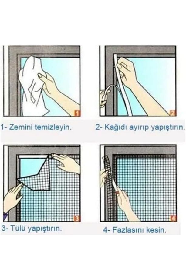 Yapışkanlı Tek Kanat 125x75cm İnce Dokulu Tül Sineklik Perde Yapışkanlı Vidalama Gerektirmez - 6