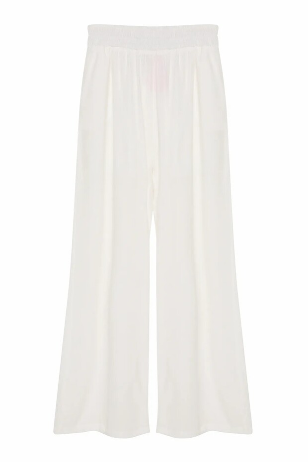 Women's Ecru Loose Cut Trousers 24Y71256-Ecru