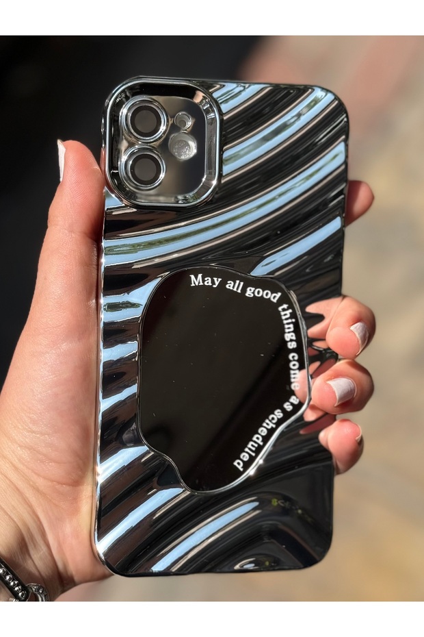 Fashionable Case Compatible with iPhone 13 with Mirrored Surrounding Embossed Shiny Pattern and Camera Protection - 6