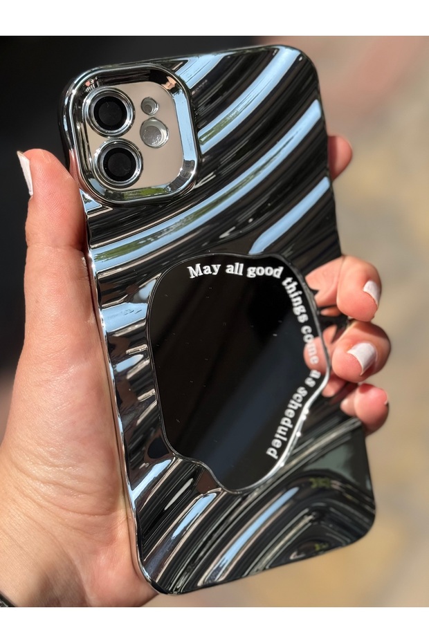 Fashionable Case Compatible with iPhone 13 with Mirrored Surrounding Embossed Shiny Pattern and Camera Protection - 5