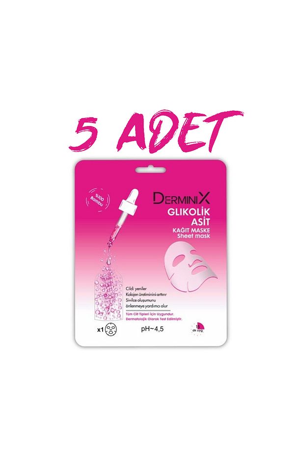 DERMİNİX GLİKOLİK ASİT KAĞIT MASKE 5 ADET - 1