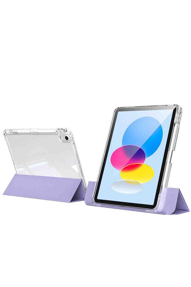 iPad 11. Nesil Uyumlu A16 2025 Airbagli Manyetik Ayrılabilen Fuchsia Sliding Tablet Kılıfı - 3