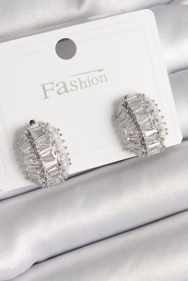 Brass Silver Color Zircon Stone Turtle Shell Model Women's Earrings