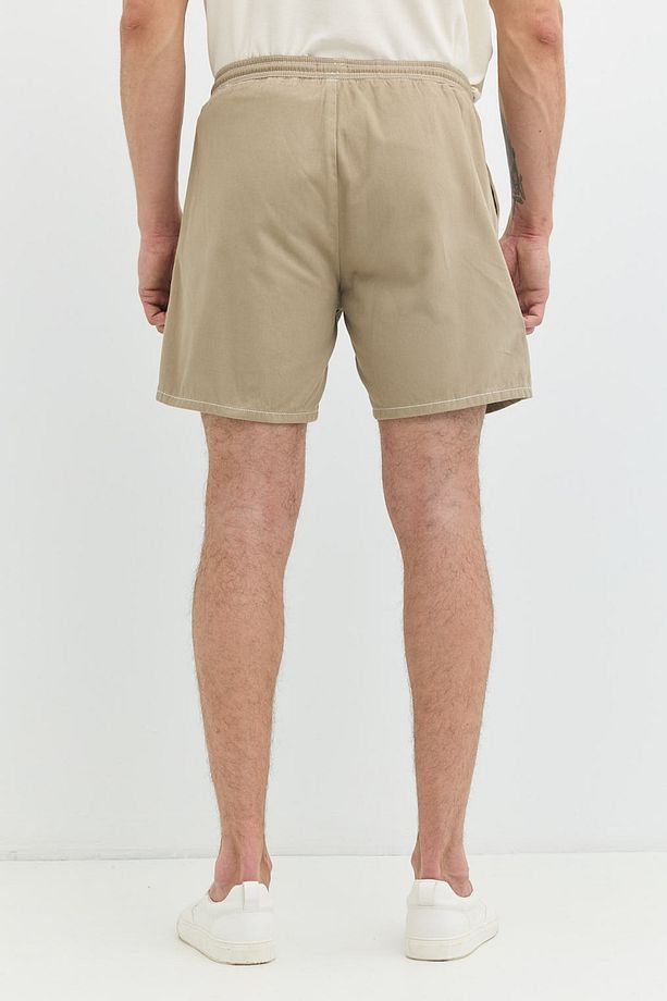 Regular Fit Lastik Bel Fermuarlı Cep Detaylı Haki /Camel Erkek Şort - 6