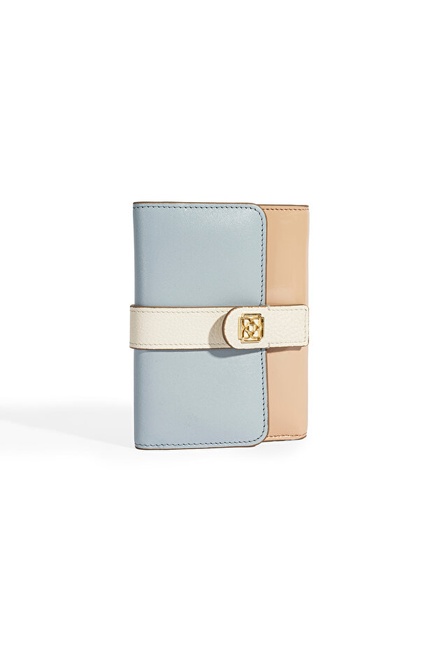 Kadın Mavi / Bej Deri Cüzdan - 4