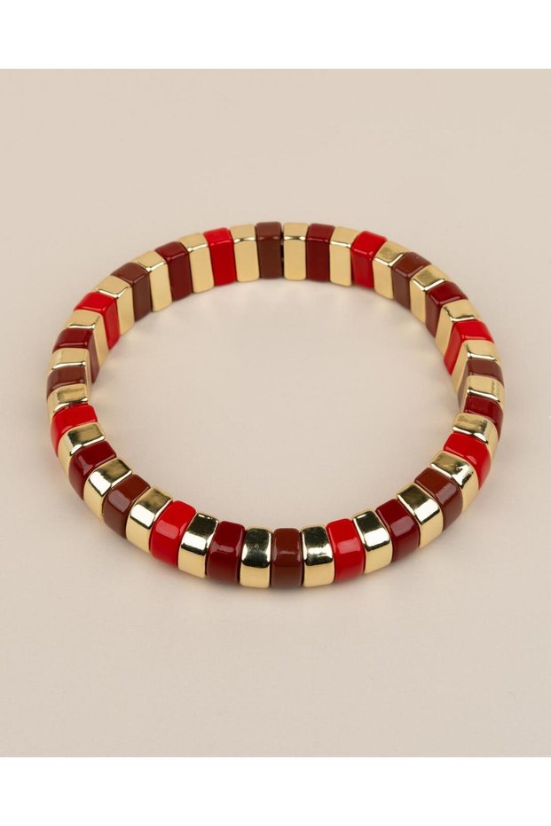 Arberia Porcelain Plated Red Gold Claret Red Elastic Bracelet