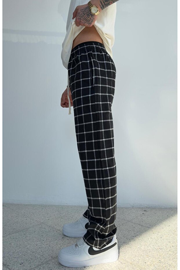 Summer Thin Fabric Checked Pajama Bottom - 4